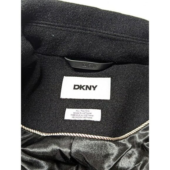 DKNY Women's Black Notched Collar Double Breasted Wrap Coat Size XL (MSRP $350) - Picture 6 of 8